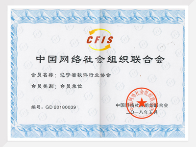 中国网络社会组织联合会会员单位证书